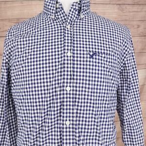 American Eagle Outfitters Shirt Mens Large Blue Check Button Down Classic fit‎
